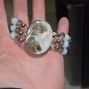 Elegant Silver Cameo Bracelet